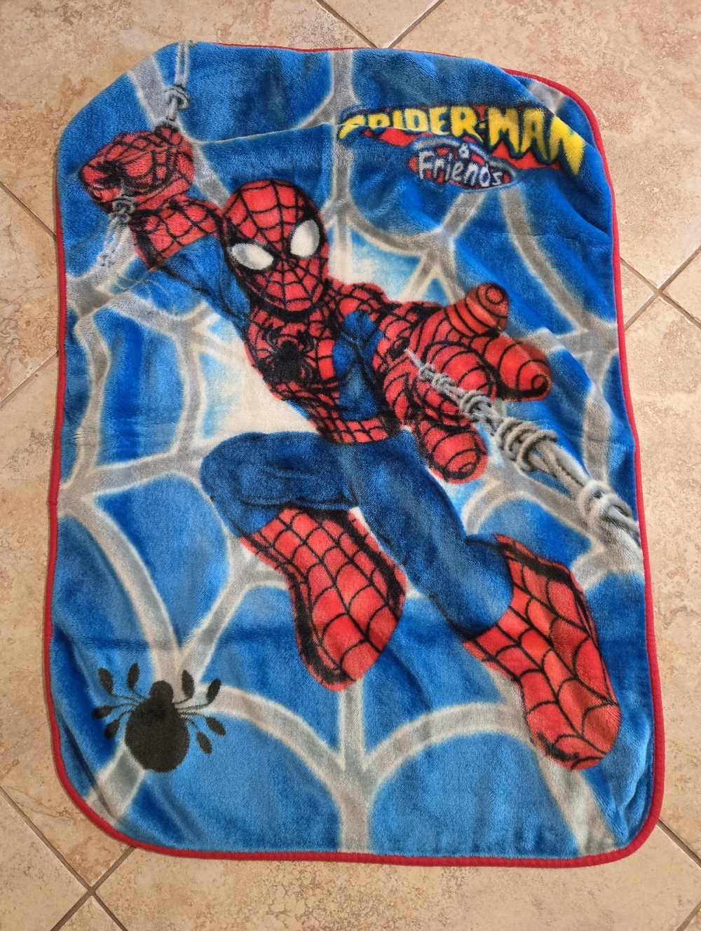 2003 Spider-Man & Friends Thick Plush Small Baby Blanket Hard-to-Find